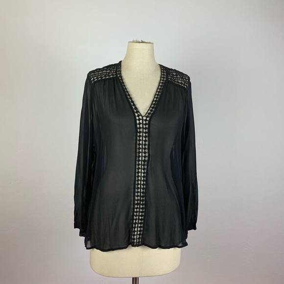 Joie Tops - Joie Black Semi Sheer Blouse
